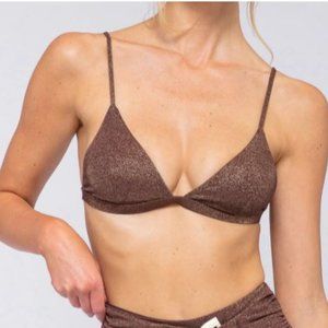 NWT Revel Rey Alice Triangle Bikini Top Iridescent Espresso